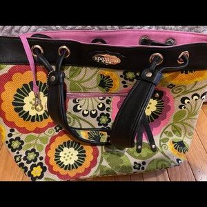 Spartina 449 linen and leather shoulder bag